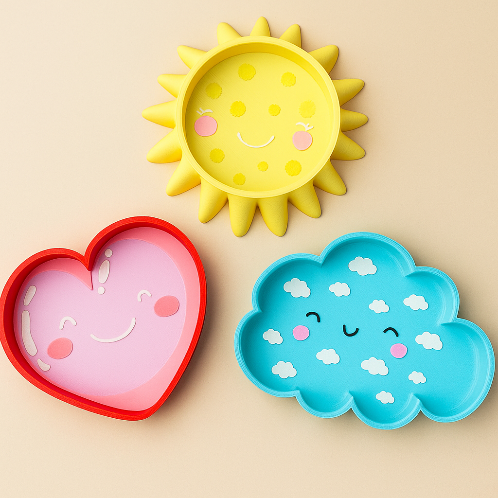 Kit de bandejitas para sparkles de corazon,nube y sol